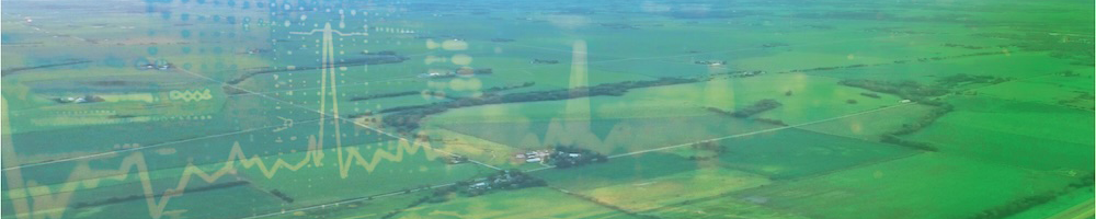 green fields with data transparency over top 